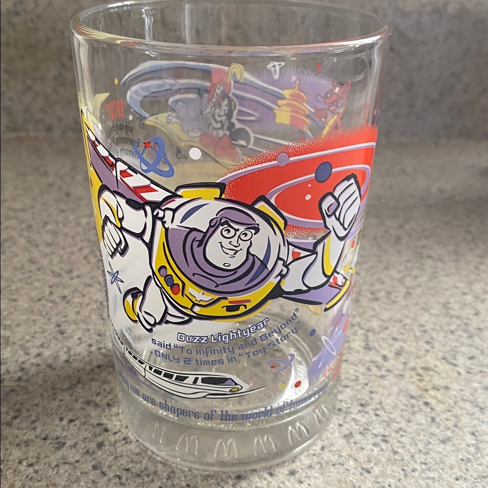 McDonalds 100 Years Of Magic Disney Anniversary Glass Cup Buzz Lightyear EPCOT